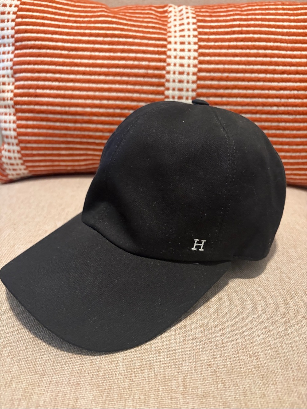 Hermes Black Baseball Cap with Subtle H Embroidery